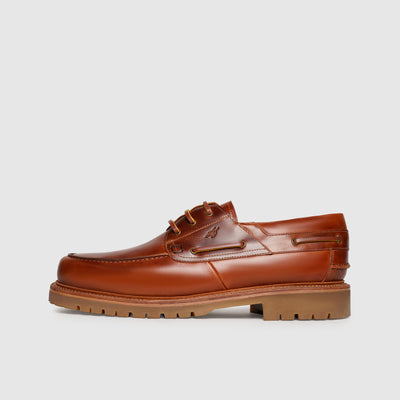 Goodyear welted men's shoes with stitched frames.